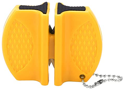 Culnflun Portable Mini Knife Saigener, aiguillon de couteau à poche double face multifonctionnel, poignée antidérapante Utilisation extérieure (Yellow)