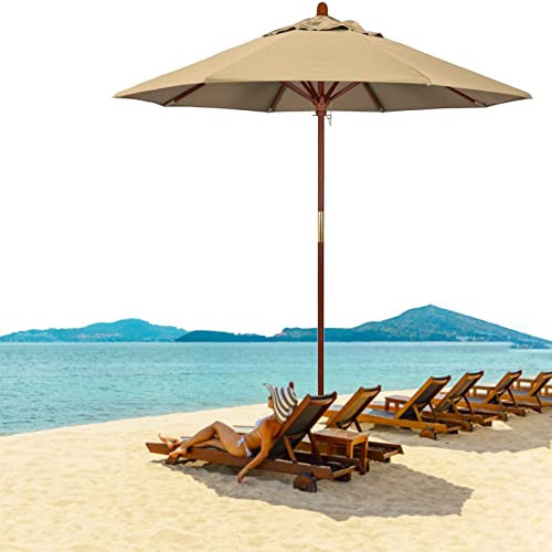 HUIBBGO Parasol de Jardin Moderne pour Piscine, terrasse, Table de Bar, Grand Parasol Rond autoportant de 9 Pieds, Protection UV, Parasol de marché pour extérieur