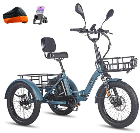 Fafrees F20 Mate Dreirad e Bike Klapprad, E-Bike 3 Rad 48V 23.45Ah Akku, Elektro Dreirad 20 * 3.0 Zoll, Hydraulischer Bremsstarter, Lasten ebike für Erwachsene