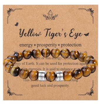 Zysta Personalisiertes Armband Herren Edelstein Perlenarmband Mit Gravur 1-5 Namen Tigerauge Lavastein Stretch Armband Geschenk für Vatertag Valentinstag Weihnachten (Tigerauge- 2 Name Perlen)