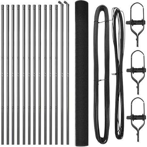 vidaXL Grey Steel Fence Post Set with Wire Mesh 25 x 1.5 m Durable Metal Modern Design for Outdoor Fence Installation Supplies Solutions Completely Portable Solutions
