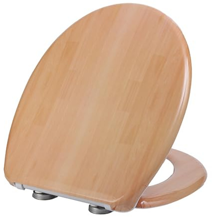 Sedile WC con abbassamento automatico, coperchio WC in resina UF, chiusura morbida, antistatico, per la maggior parte dei coperchi per WC sospesi (venature del legno)