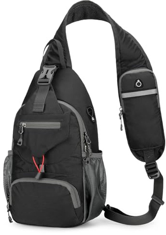 Aucuu Sling Rucksack, Brusttasche Sling Bag Klein, Schultertasche, Multipurpose Crossbody Bag, Crossbody Umhängetasche mit Kopfhörerloch, Schulterrucksack für Wandern Reisen Klettern Herren Damen