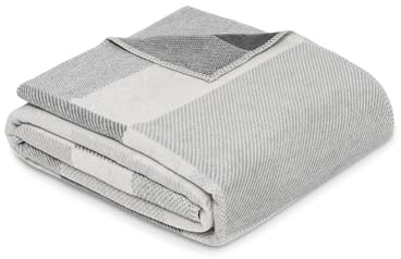 Ibena Madeira Decke 150x200 cm - Baumwollmix weich, warm & waschbar, Kuscheldecke grau