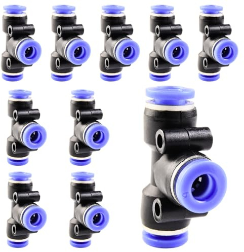 ANGEEK 10 piezas de racores en T de 6 mm y 3 vías, conector PE para neumáticos, conectores neumáticos de plástico, racor para aire comprimidoke