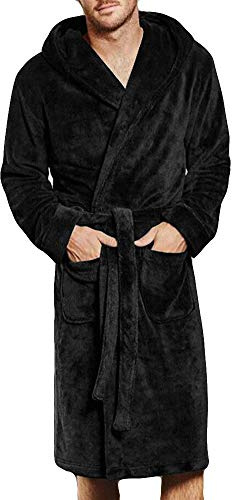 Bata de forro polar para hombre, albornoz largo monocolor, albornoz para sauna con cinturón, ropa de noche, cómodo traje de casa más bata de baño de terciopelo para hombres, batas sueltas, camisón de