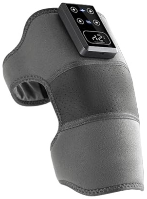 Yiohejy Almohadilla térmica de rodilla con masajeador, protector de rodilla de masaje inalámbrico, soporte de calefacción eléctrica, portátil, para codos, pantorrillas, medias, brazos y hombros