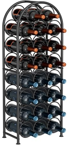 VyGrow Portabottiglie autoportante per 23 bottiglie, design ad arco in metallo, per casa, bar, cucina, cantina, nero, 18,3 cm P x 32 cm L x 85 cm H