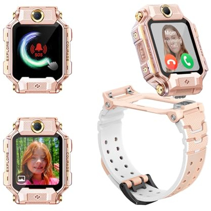 imoo X10 Smart Watch for Kids with Phone & Video Call,GPS Tracker Girl Pink | 1GB + 32GB, 5+8MP Flip Camera,Detachble,1.6,IP68 Swimming Waterproof,Add Friends,Class Mode,14-Day Track,10 Sports