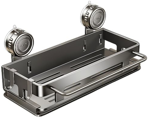 Generisch Étagère à ventouse de douche montée haute performance, barre de rangement de salle de bain porte-savon multifonction sans stockage | Organisateur de salle de bain de cuisine, support de
