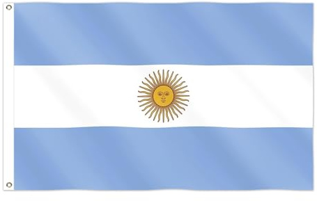Bandera del Mundial 2026 - Bandera Nacional Oficial de 1,5 m x 0,9 m, Doble Cara con Ojales de Latón para EE. UU., Canadá y México (Argentina)