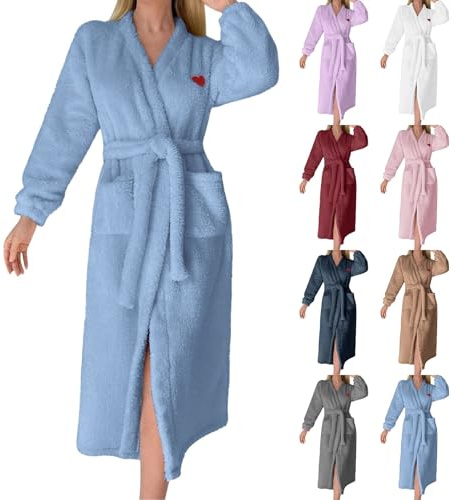 Albornoz de mujer de felpa sin capucha, albornoz de mujer de algodón largo y suave, bata de franela, albornoz de mujer de espesor, bata de baño, albornoz de invierno, albornoz de sauna, tallas grandes