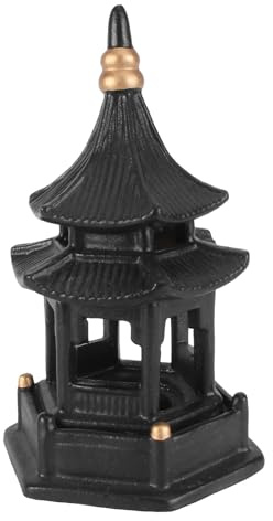 WRITWAA Ornamento Padiglione di Ceramica Nero Esagonale per Decorazione Bonsai e Micro Paesaggistica, Accessorio Artigianale per Giardinaggio Fai da Te e Oggetto Fotografico per Ambienti