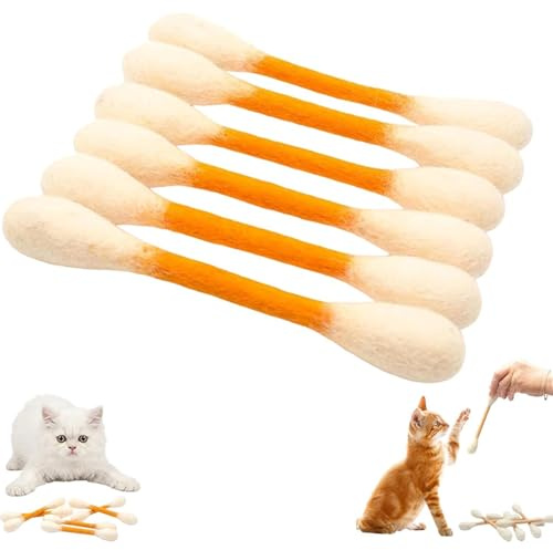 Giant Q Tip Cat Toy med kattmynta | 6st bomullspinnar Qtip kattleksak | Kattunge Tuggleksaker Tuggstickor | Interactive Filt Kicker Play Kitty Lover Pet Supplies