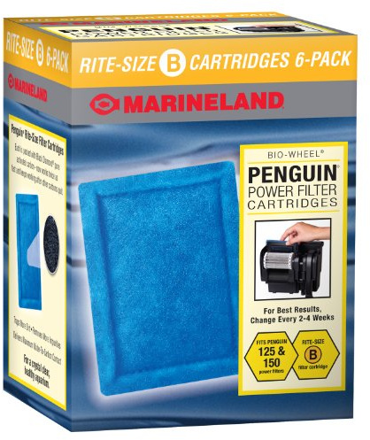 Marineland Penguin Power Filter Cartridge Rite-Size B, 6 Count, Replacement Cartridge For Aquarium Filtration