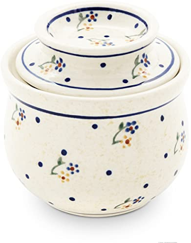 Bunzlauer Keramik Beurrier avec Refroidissement par Eau en céramique de Boleslawiec Conserve Le Beurre sans réfrigération Motif 111