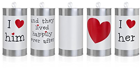 Autoschmuck Packung mit 5 Dosen für das Auto zur Hochzeit, Brautpaar, weiß und rot, Packung