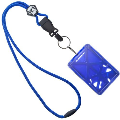 Specialist ID Robuster Namensschildhalter mit Umhängeband, Platz für 3 Ausweise/Identitätskarten, von oben einzuführen, abnehmbarer Metall-Clip und Schlüsselring (ein Halter für 3 Karten) königsblau