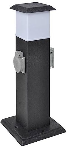 vidaXL Borne Jardin Électrique 2 Prises avec Lampe Bloc Prises Extérieures