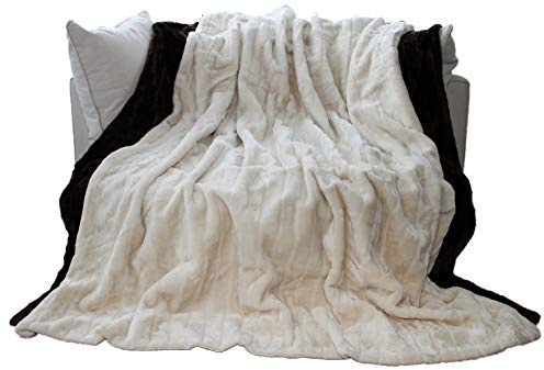 Brandsseller Kuscheldecke Fellimitat 150x200 cm – Flauschige Kunstfelldecke mit Fleece-Rückseite, warme Luxus Wohndecke für Sofa & Bett, weich & waschbar - Creme/Weiß