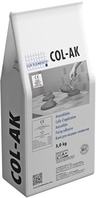 LUX ELEMENTS Ansetzkleber COL-AK 5kg I Fertig vorgemischter Trockenmörtel für Ansetzen, Nivellieren & Verkleben von Bauplatten & Duschböden I Wasserfest