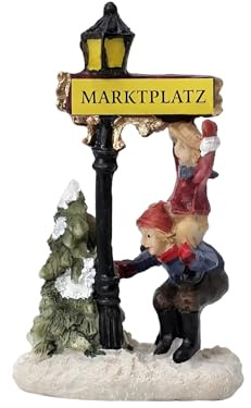Weihnachtliche Miniatur-Figuren Winterwelt-Szene aus Poly – Laterne Marktplatz mit Kindern Höhe 9 cm - detailreiche Winterwelt Szene für Weihnachtsdorf Miniaturwelt Weihnachtsdekoration Sammlerobjekt