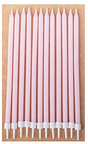 DekoHaus 24 Stück Schlanke Geburtstagskerzen Hellrosa, 14 cm