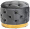 HOMCOM Vintage Hocker, Sitzhocker Truhenbank Fußbank Fußhocker mit Stauraum, Polsterhocker, Metall, Schaumstoff, Kohlegrau, 55 x 55 x 42 cm