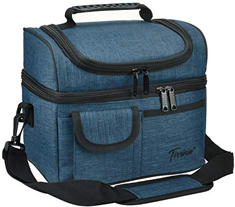 Kato Tirrinia Faltbar Klein Kühltasche 10L（14Dosen, Doppellagige Arbeit Lunchtasche Isoliertasche, Mini Wasserdichte Thermotasche für Arbeit Baustelle Auto Strand Picknick, Stahlblau