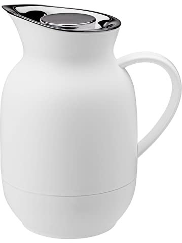 Stelton Isolierkanne Amphora - Kaffeekanne, Thermoskanne, Thermosflasche - 1-Liter-Kunststoffkanne mit Thermo-Glaseinsatz - Zubehör für Haushalt, Küche, Esszimmer - Mattes Finish, Soft White
