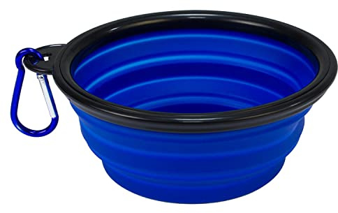 Arquivet Futternapf und Tränke, zusammenklappbar, für Hunde und Katzen, aus Silikon, für Haustiere, Blau, Reisefutterstation für Hunde und Katzen, 13 x 5 cm