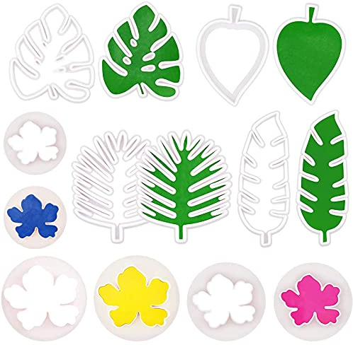 Lot de 7 Emporte Pièces en Forme de Feuille et Fleur Tropicale pour Pâte à Sucre, Bonbons, Décoration de Gâteaux