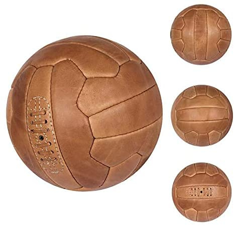 Oryx Sports Palla da calcio retrò vintage - Calcio in pelle antica marrone taglia 5