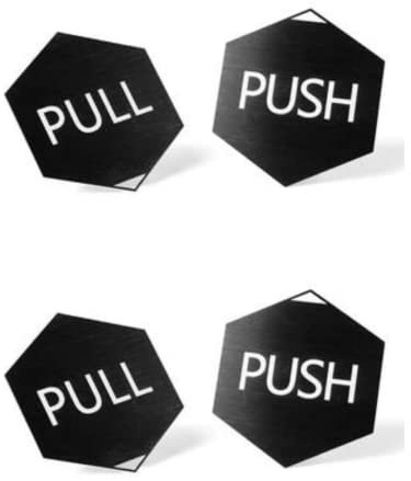 Schild Ziehen Drücken Pull Push 4er Set aus Edelstahl 70X80 mm Hinweisschild Ziehen Drücken Türschild Wandschild Ziehen Drücken