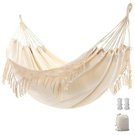 Boho Macrame Hammock With Elegant Tassels, Garden Hammock For Patio, Yard, Beach Wedding Decor, Outdoor And Indoor