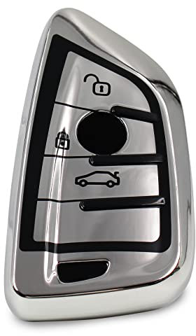 Finest-Folia Cover per chiave auto a 3 pulsanti, in TPU cromato lucido, accessorio per auto BD (cromato argento)