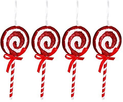 Lot de 2 Mini sucettes festives en Sucre d'orge Rouge, Blanc et Vert – Design Unique – Décoration de Noël Parfaite pour Une délicieuse Saison des fêtes