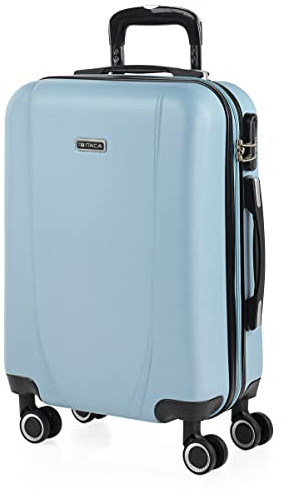 ITACA - Valise cabine 55x40x20 rigide légère à roulette 4 roues pivotantes avec cadenas à combinaison extensible. Bagage cabine idéal pour voyager en avion petite valise compacte compatibl, Bleu clair