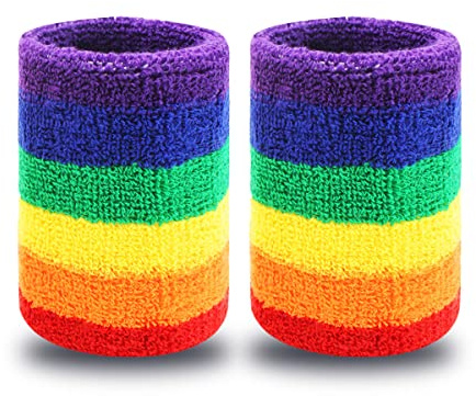 Jagowa 2-Pack Cotton Sports Wristbands - Colorful, Soft & Sweat-Absorbent Elastic Wrist Protection for Men and Women during Fitness Activities