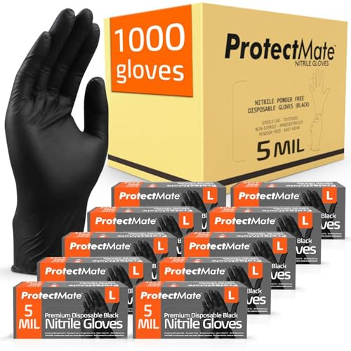 Guantes de nitrilo negros (medianos, caja de 1000 unidades)