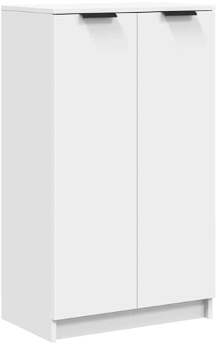 vidaXL Mueble Zapatero Armario Estantería Pasillo con Puertas Organizador Pared Adornos Jarrones Decoración de Madera Contrachapada Blanco