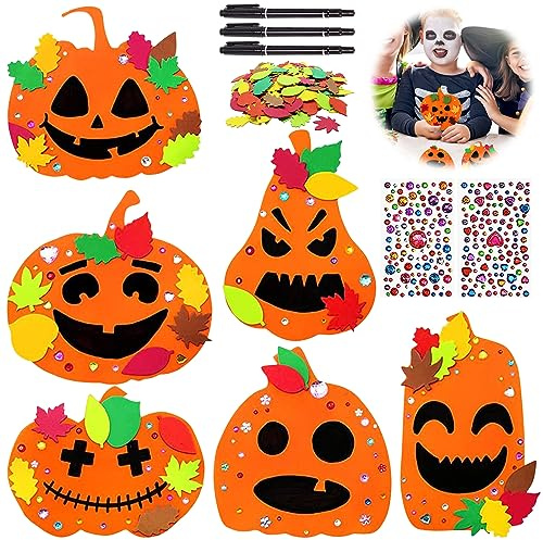 67 Stück Herbst Basteln für Kinder, Kindergeburtstag Bastelset Herbst, Halloween/Thanksgiving/Weihnachten Kreatives Bastelsets für Kinder, Bastelset Kinder ab 2 mit Ahornblatt, Strassaufklebern(B)