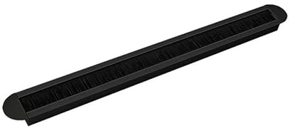 TecLines Kabeldurchlass für Tisch, Modern, Schwarz, Aluminium, Abgerundet mit Bürstendichtung, 450 x 45 x 20 mm, für mehrere Kabel geeignet