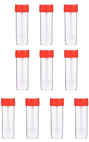 LATRAT Graderad kopp av mycket transparent plast med sked 25 ml pallbägare med skruvlock, förseglad behållare, för vuxna 10 st. för medicinska laboratorier