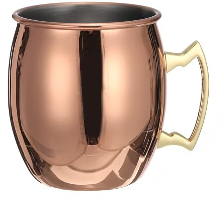 sourcing map Cuivre Tasses 530ml/19 OZ Cocktail Tasses, 1pcs Pure Cuivre Plaqué Inox Acier Coup Verre, Cocktail Boire Tasses pour Fête Boire et Cadeau, Rose Or