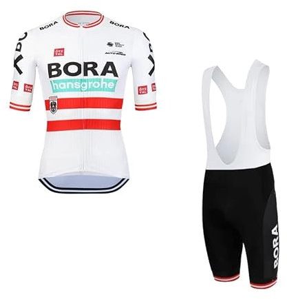 SGCIKER 2022 Herren Pro Team BORAHansgrohe Austria ChampionShip Radtrikot Set, Kurzarm Fahrrad bekleidung Lätzchen Kurzsets Gel Pad（6XL