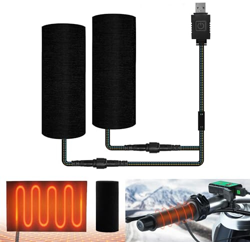 OXWIND Motorcycle Heated Grip Pads 5V USB Powered, Universal Motorcycles & ATV Heating Handlebar Cover - 6 Gear Temperature Adjustable & Fast Heating Hand Heater Warmer for Riding
