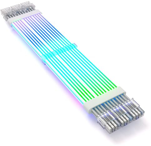 RGB-Stromverlängerungskabel, ARGB-Motherboard-Netzteilkabel, 18 AWG RGB-PC-Kabel, Motherboard-Netzteil-Verlängerungskabel für PC-Gehäuse, 3 X 8-poliger Stecker auf Buchse,