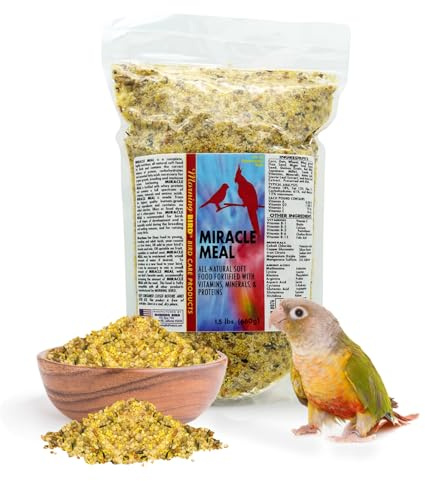Morning Bird Miracle Meal 1.5 lbs – Vitamin Fortified Soft Bird Food for Birds - All-Natural No Artificial Dyes, Flavors or preservatives - Supports Feather Strength, Breeding & Overall Wellness