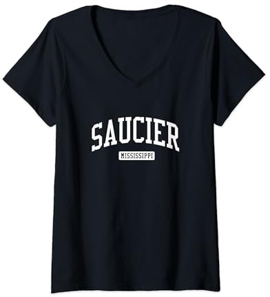 Femme Design sportif vintage Saucier Mississippi MS T-Shirt avec Col en V